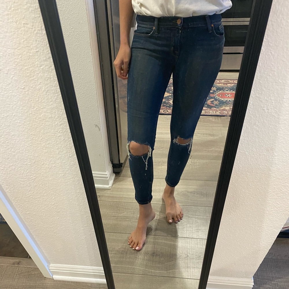 J brand soft skinny jeans with ripped knees